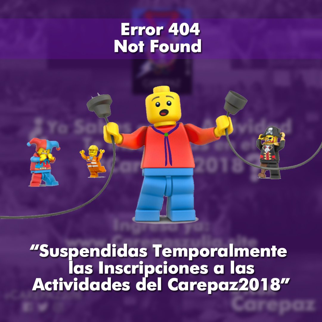 CAREPAZ2018's tweet photo. #NotiCarepaz Atención, por problemas con el internet nuestro servidor ha fallado, por lo tanto debemos suspender las inscripciones hasta nuevo aviso, mientras trabajamos en el inconveniente! Corre la voz #SomosCarepaz #ScoutsZulia #RumboAlCarepaz2018 #Scouts #Carepaz2018 https://t.co/hakftfVRsy
