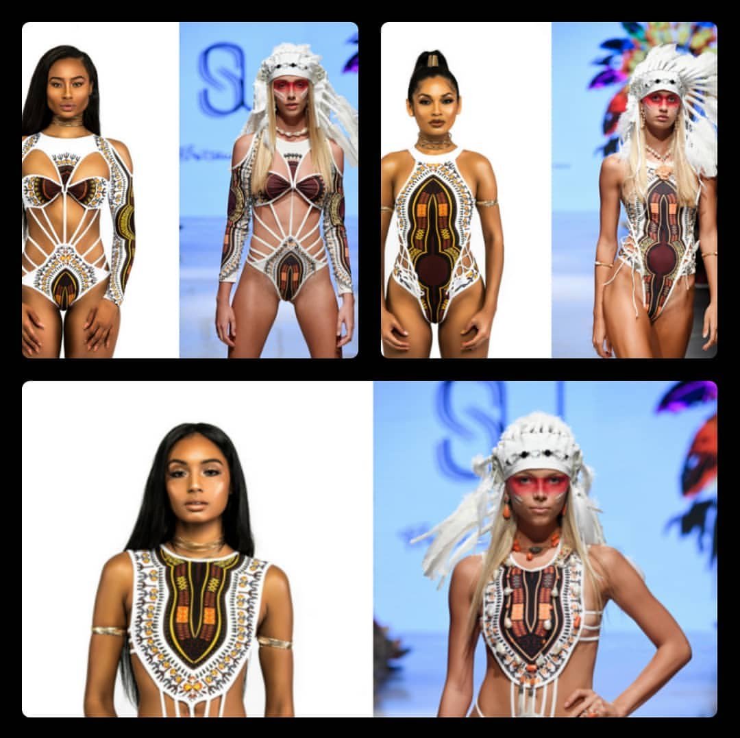 _blakceo's tweet photo. Culture vulture #SilviaUlson really tried this shit! Stealing African designs and insulting Native Americans at the same time. Wtf goes through some peoples heads? Absolutely disgusting! #MBFF #MFWA #MiamiSwimWeek #MBFWSwim https://t.co/E7aK1umanD