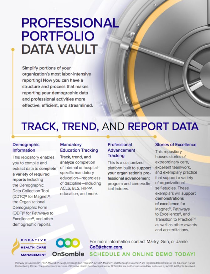 EndersonMirand6's tweet photo. The #OnSomble @OnRolePlatform and #CHCM @CreativeCHCM teams are attending #ANPD2018. Come see us at booth #223 to learn about the launch of our newest joint product: Professional Portfolio Data Vault™. #ANPDaspire2018 #healthcare #competencyassessment #RI360 #OnRole #DataVault https://t.co/OQFA90W4Xl