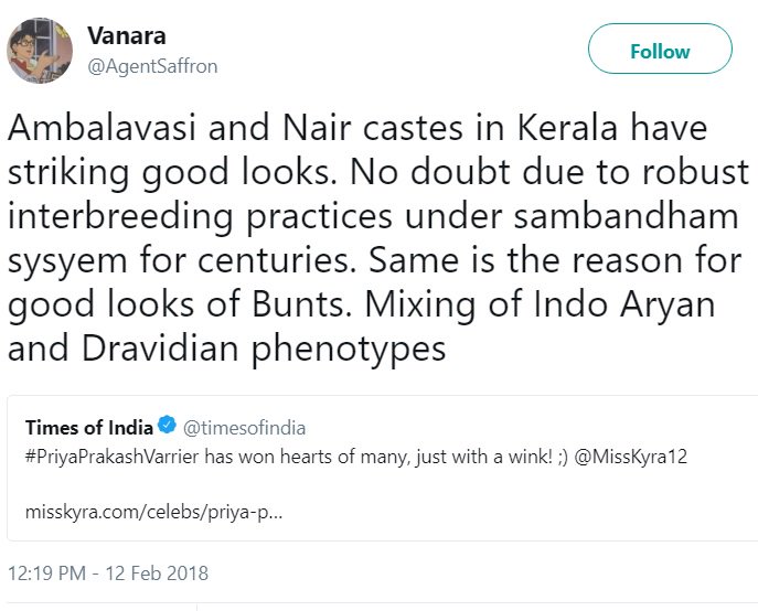  #AgentSaffron constantly reminds ppl that Brahmin genes give superior intelligence hence Brahmins excel. & that Aryan genes also give superior beautyDespite 'superior genes' thru a Brahmin dad via Shudra mom, he failed to crack medical entrance & yet to seduce a low caste woman