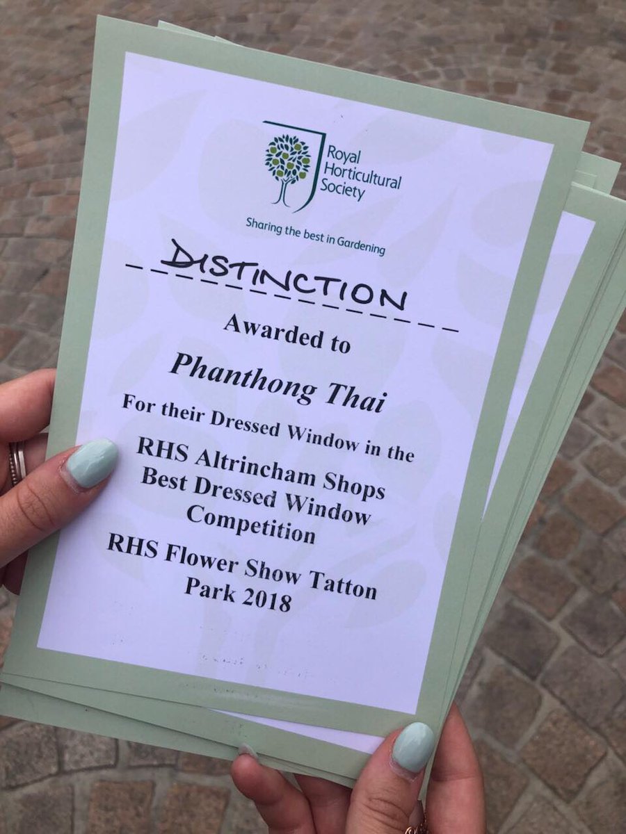 Oh look what we got

A Distinction for the #AltrinchamBestInShow show competition with <a href="/The_RHS/">The RHS</a> <a href="/AltrinchamBID/">Altrincham BID</a> #RHSTatton 

Distinction if The Highest Possible Award

#altrincham