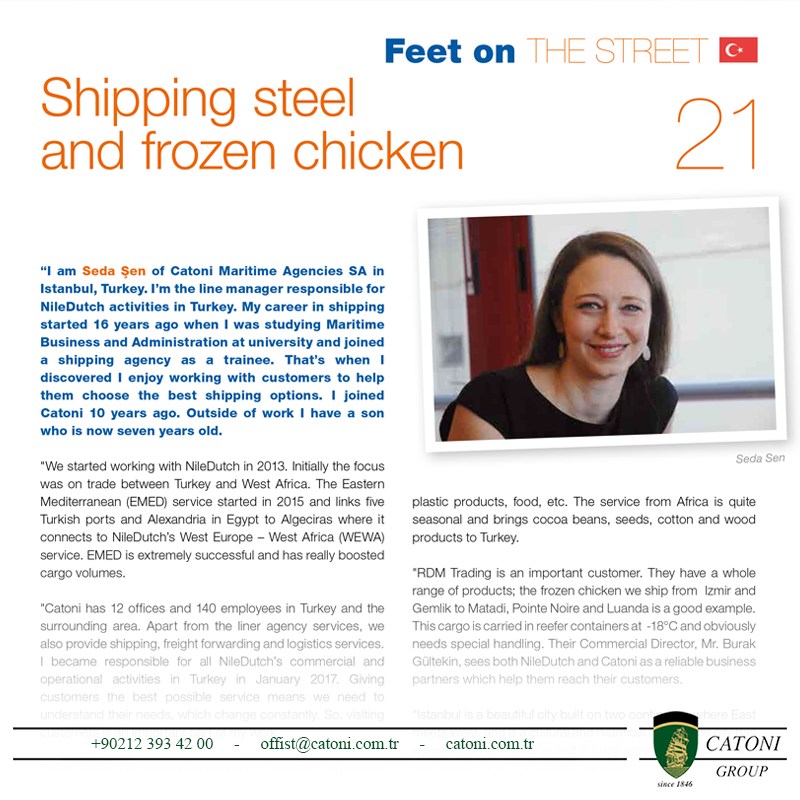 CatoniGroup's tweet photo. 10th issue of NileDutch magazine “The Africa Connection” TAC is including the interview with our Line Manager Mrs. Seda Sen.
TAC Link https://t.co/wAREMvKIbE
#catonigroup #NileDutch #container #containerline #lineragency #containeragency #containership #Turkey #WestAfrica https://t.co/49Mab8dF7V