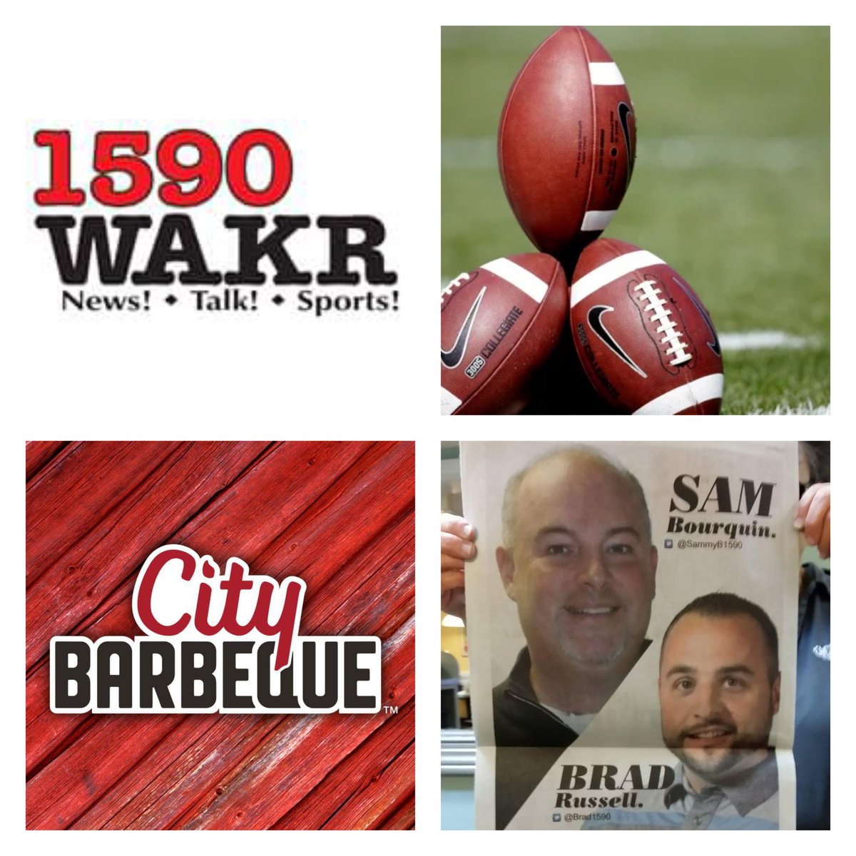 SamBourquin16's tweet photo. Join us tomorrow at 4pm on @1590WAKR for our 2018 High School Football Gridiron Gathering presented by @CityBarbeque #GettingYouReady #SamandBradShow #GetPumped #CityBarbaque #FootballTalk https://t.co/jkBwkIjJqe