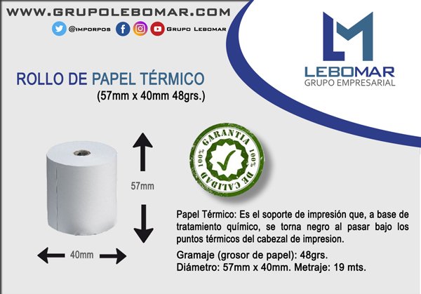IMPORPOS's tweet photo. Papel para Punto de Ventas (57mm x 40mm), rollos de 19 metros de longitud en cajas de 50 rollos ... EL MEJOR PRECIO DEL MERCADO, menor costo por metro!!!! 0212 2394818 / 2386008 www.grupolebomar #grupolebomarteequipa #rollospuntodeventa https://t.co/lrTVkNxcap