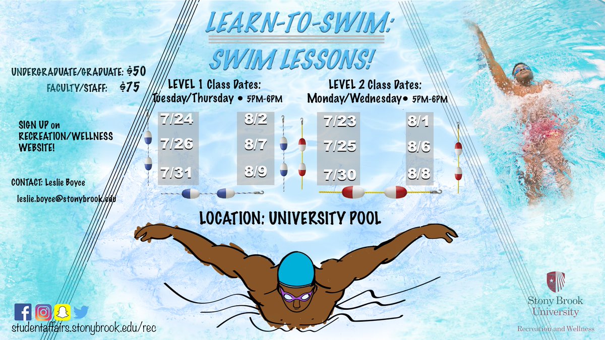 SBUCampusRec's tweet photo. Fall ‘fin’ love with swimming and sign up for these classes now! 🐟🐬🏊‍♀️🏊‍♂️ https://t.co/D8OZtbANxi