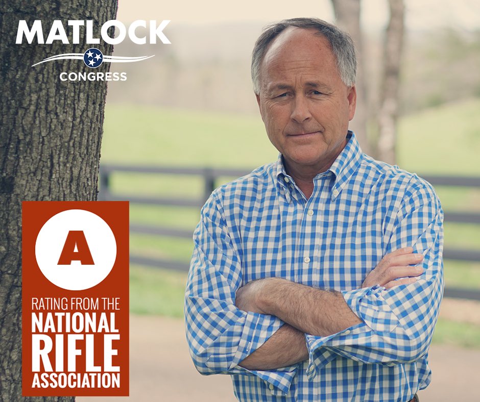 JimmyMatlockTN's tweet photo. Very proud to be “A” Rated by the #NRA & endorsed by the Farragut Gun Club! #MatlockForCongress https://t.co/7mJSLoyv7o