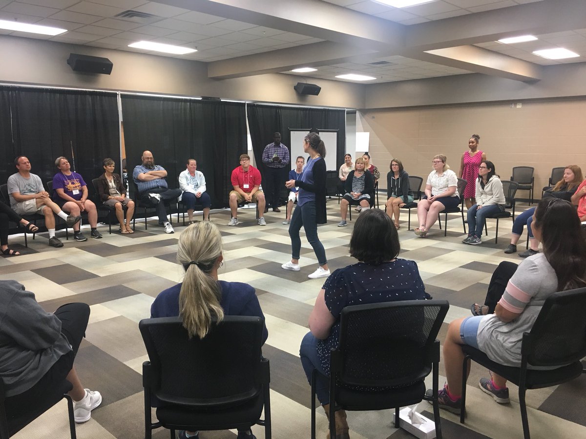 TheSummit_FW's tweet photo. Aaron &amp; Janell Lane of Parkview Community Partner Development Center sharing with educators how to lead restorative circles with students to start Day #3 of the 2018 Thriving Teachers Symposium. #inedchat #edchat https://t.co/wc7mizXb9E