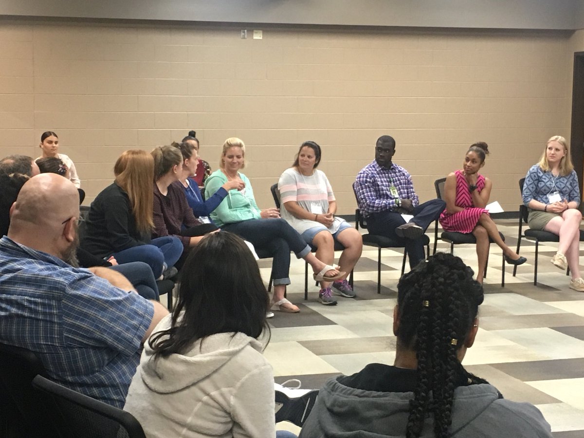 TheSummit_FW's tweet photo. Aaron &amp; Janell Lane of Parkview Community Partner Development Center sharing with educators how to lead restorative circles with students to start Day #3 of the 2018 Thriving Teachers Symposium. #inedchat #edchat https://t.co/wc7mizXb9E
