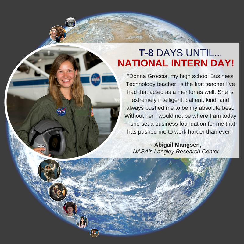NASAInterns's tweet photo. T-Minus 8 Days until #NationalInternDay! Our #NASAInterns are often inspired by a previous educator who encouraged them to chase their dreams. Who inspires you? https://t.co/r8WCYkRdOr