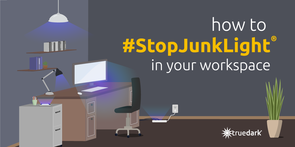 TrueDark's tweet photo. Do you get eye strain or headaches from prolonged hours in front of a computer? Check out this #infographic to see how you can #stopjunklight in your work space: https://t.co/59tYXHUI5m https://t.co/voAIR6d2cz