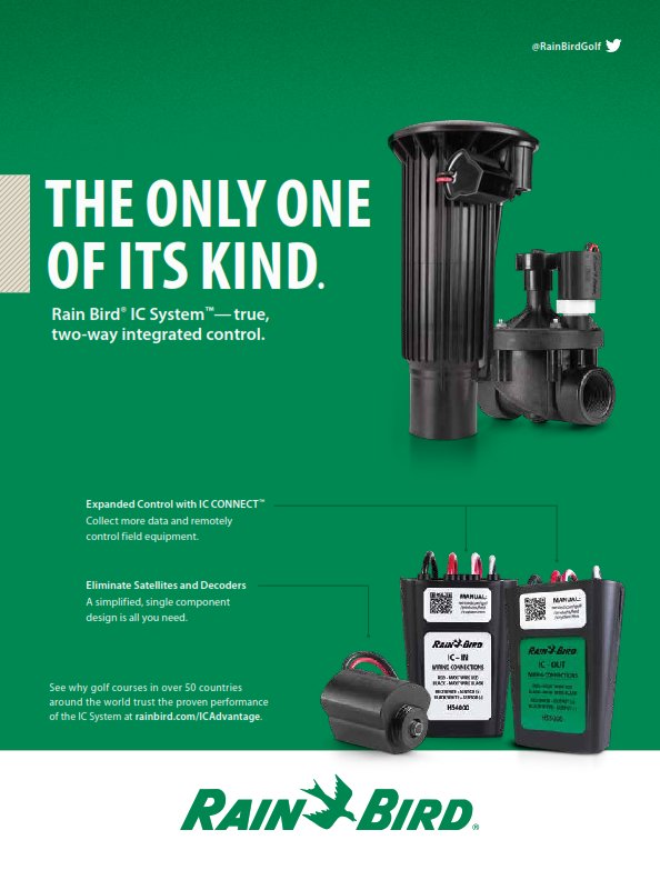 RainBirdGolf's tweet photo. The diagnostics of the #RBIC System allows the golf course to monitor status & PROACTIVELY resolve issues from ANYWHERE, ANY TIME, providing true PEACE OF MIND. This exclusive innovation prevents turf damage & saves time.
#DefendYourTurf #TheOnlyOneOfItsKind #RBICFunFact https://t.co/VfDQuu2Nu0