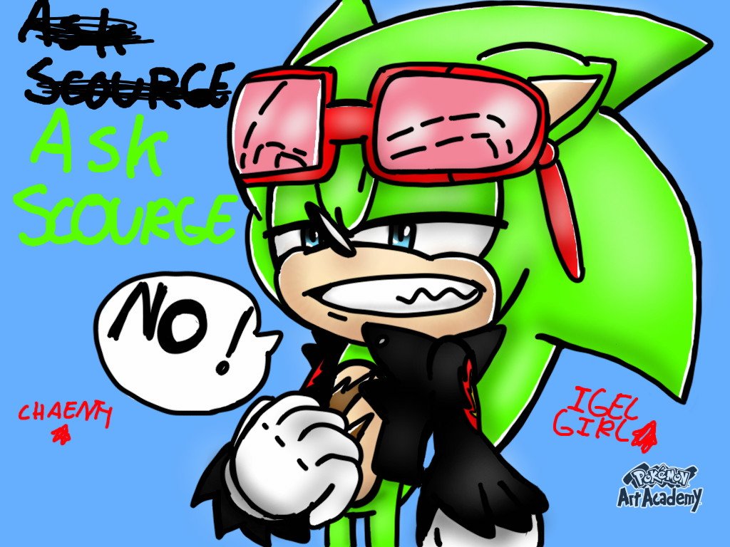 ChaentyE's tweet photo. Scourge The Hedgehog. #Scourgethehedgehog #Sonicfanart #Sonicarchiecomic #Fanart #PokemonArtAcademy #3DS https://t.co/icJXHnyJya