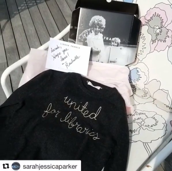 EBSCO's tweet photo. Thank you @SJP and @linguafrancanyc for supporting libraries by donating to @ala_united! Join them by donating at https://t.co/RBG0DFWoeK. https://t.co/oYiANyZFPA