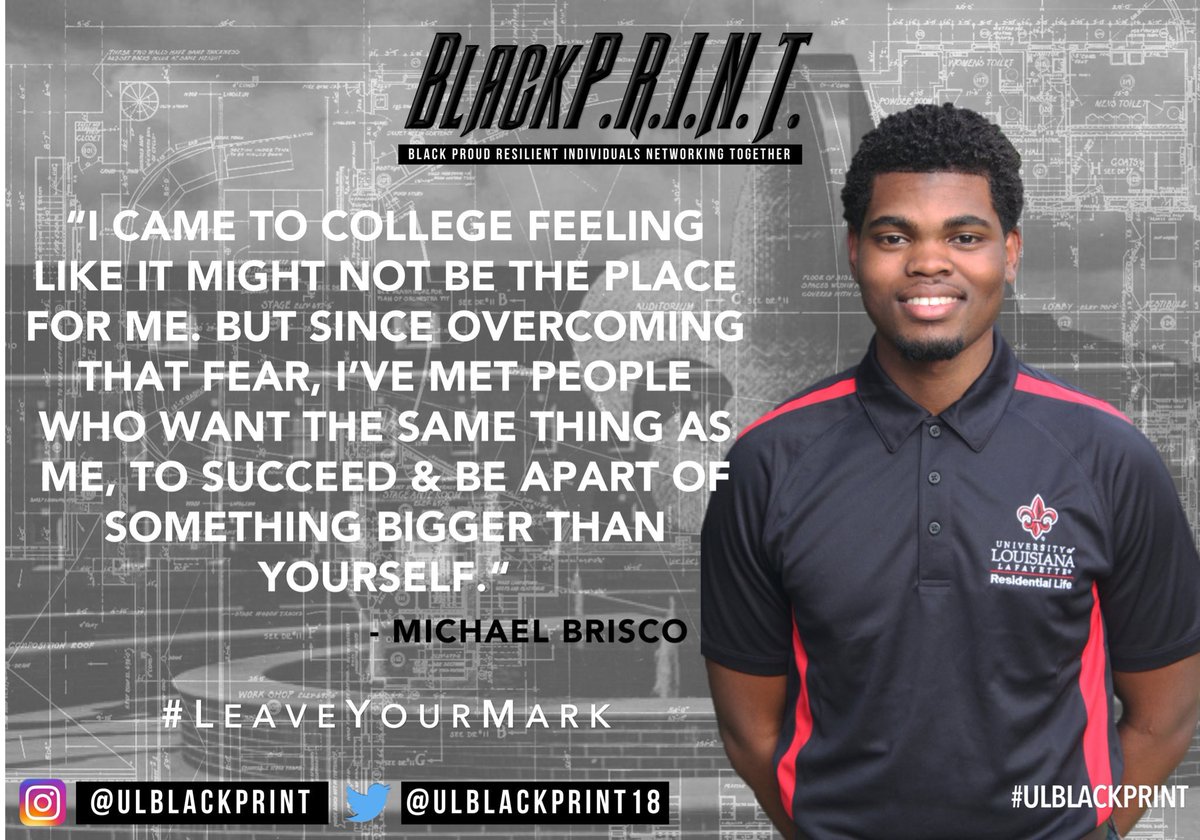 ULBlackPRINT18's tweet photo. Find out how Michael plans to leave his MARK! What will be your‘s ? 🤔
#ULBlackPRINT #LeaveYourMark #StayTuned #ULGetInvolved #WeGotYall #BlackPride #BlackExcellence #CajunsOf2022 #RaginCajuns #GeauxCajuns #GeauxUL #MelaninPoppin #UL19 #UL20 #UL21 #UL22 https://t.co/53vHMo7XNF