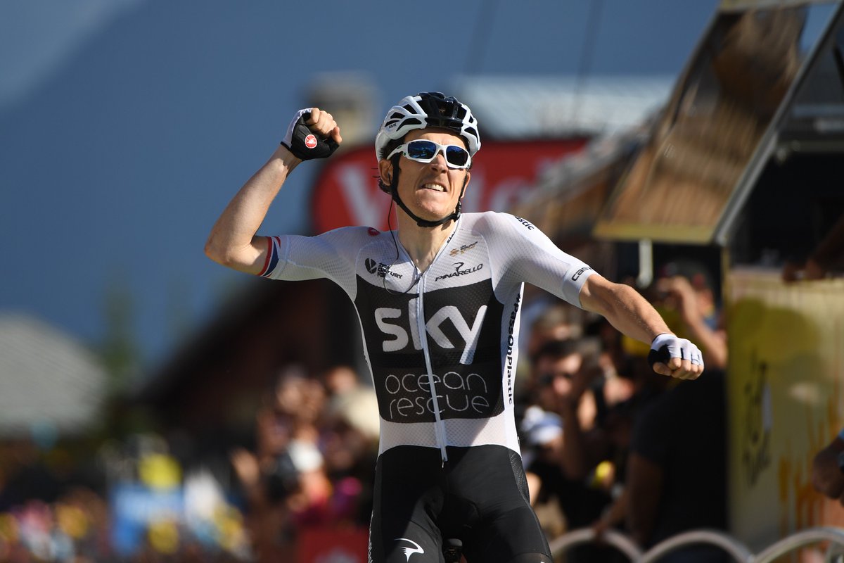🏁💛 Stage win &amp; YELLOW for 🇬🇧 <a href="/GeraintThomas86/">Geraint Thomas</a> @TeamSky! 👏🍾

#TDF2018