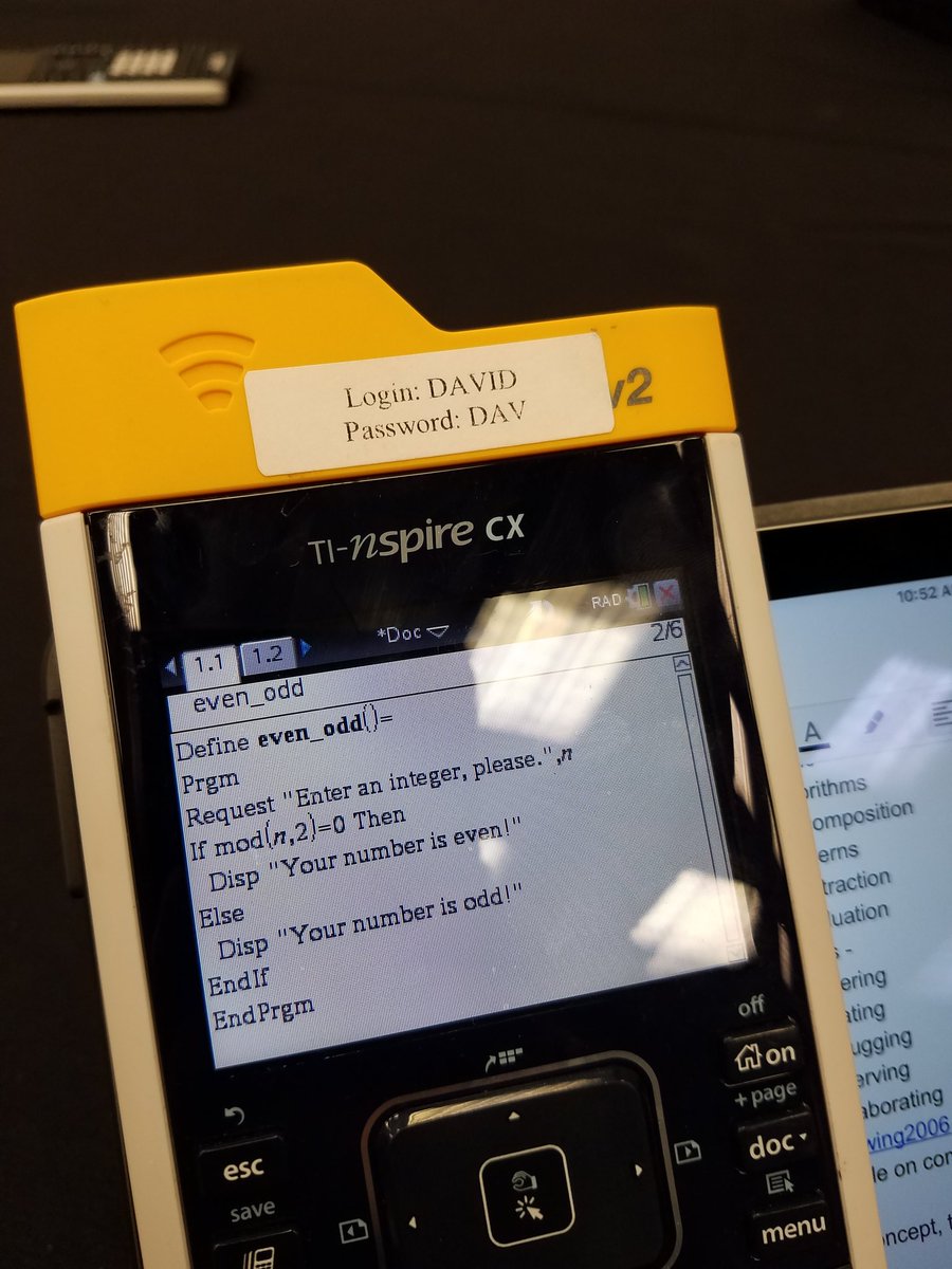runnels_hsmath's tweet image. Fun with coding @CAMTtweets  with @TICalculators and @mathparr ! #kidsshouldcode #CAMT18 #codingrules