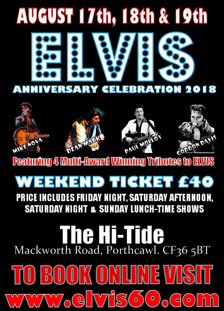 The annual Elvis Celebration weekend. Go to elvis60.com to book #elvis #ElvisPresley #Elvis68ComebackSpecial #5th #anniversary #hitide #porthcawl #august #rocknroll #elvistribute #elvistributeartist #weekend #celebration