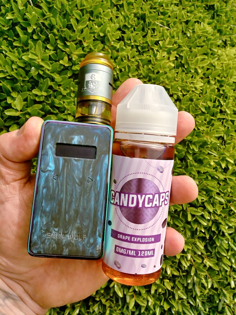 Madvapes_Apex's tweet photo. Hand Check!! Rocking the Snow Wolf 200w-R and The iJoy Combo 2, Loving the "Grape Explosion" by Candy Caps!! Available in 120ml 0mg, 3mg,and 6mg; also we have "Candy Caps"  30ml's!
(30mg), and (50mg) Salt Nic!! So delicious!! https://t.co/PptM1RhQVz