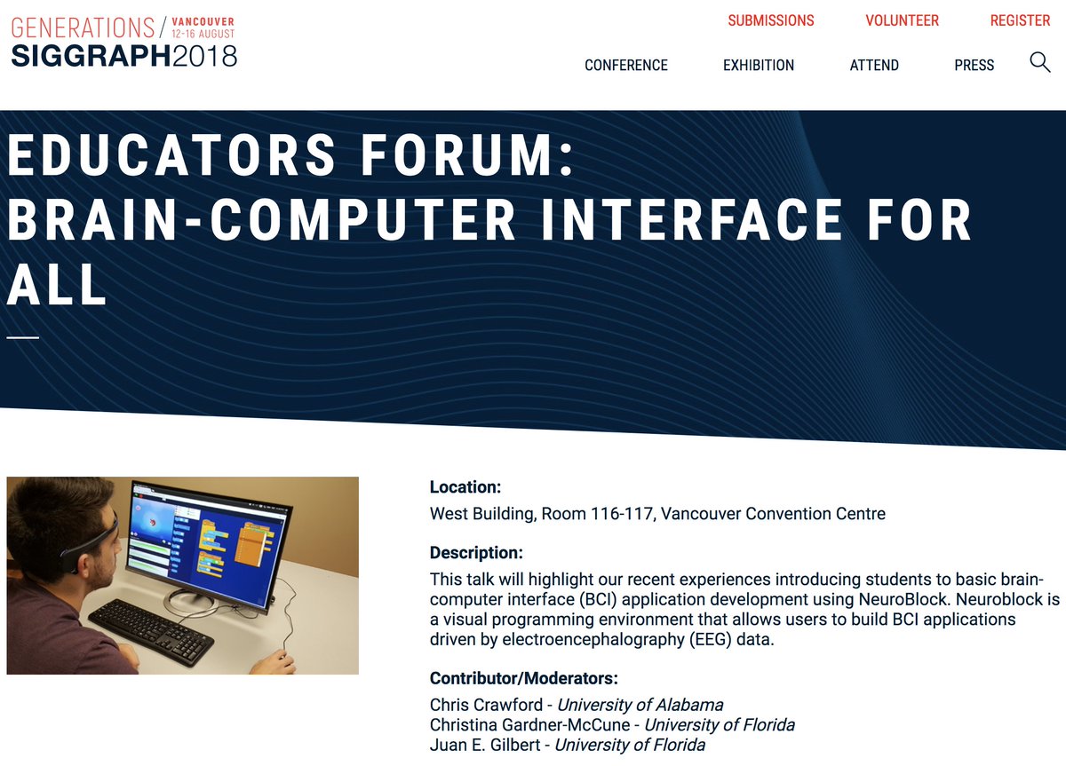 HTIL_UA's tweet image. We were invited to present our recent work on NeuroBlock during #SIGGRAPH's #SIGCSE Reprise session. #braincomputerinterface #bci #education @alabama_cs