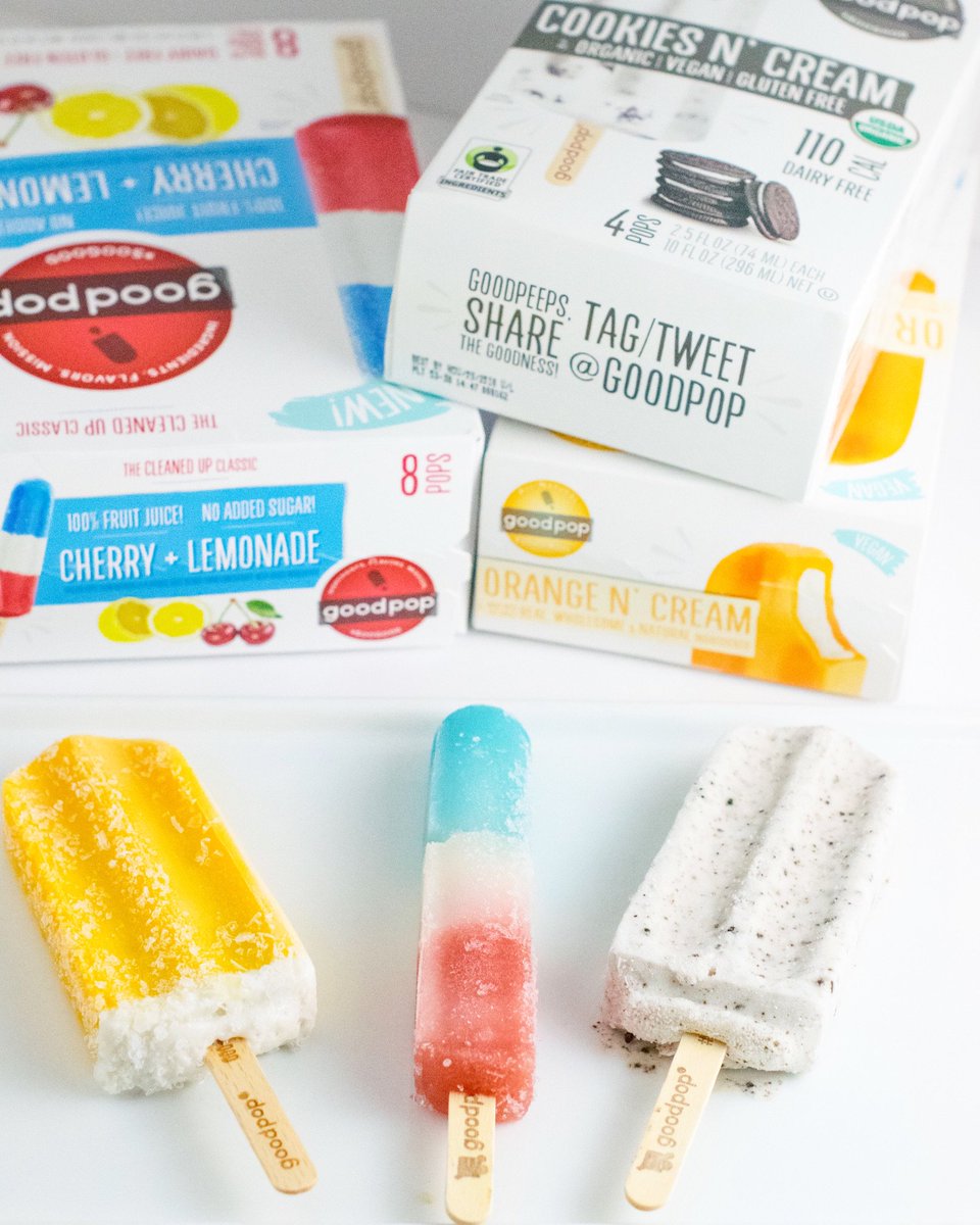 GoodPop's tweet photo. Summer on a stick! You can get our cleaned up classic flavors like Orange ‘N Cream, Red White and Blue, and Cookies ‘N Cream delivered straight to your door 📦 Head to our website and use code 25OFF for 25% off your first order! #soogood #summeryummer
https://t.co/lgX0CZshbn https://t.co/bl9vg93u62