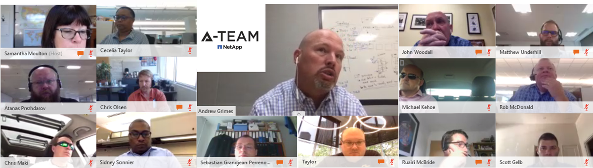 NetAppATeam's tweet image. #HappeningNow it&apos;s the weekly #NetAppATeam forum! Full house here, talking about #MAXData with @Andy_NTAP_Flash and @danisaacs.