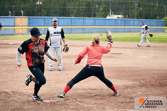 Out at first. 
Sixty-five teams competed during the annual Softball Yukon Dustball Tournament, with weather on the final day ensuring the conditions were anything but dusty. .
.
.
#softball #slowpitch #dustball #softballyukon #sportyukon <a href="/softballyukon/">Softball Yukon</a> #… ift.tt/2L8wdpv