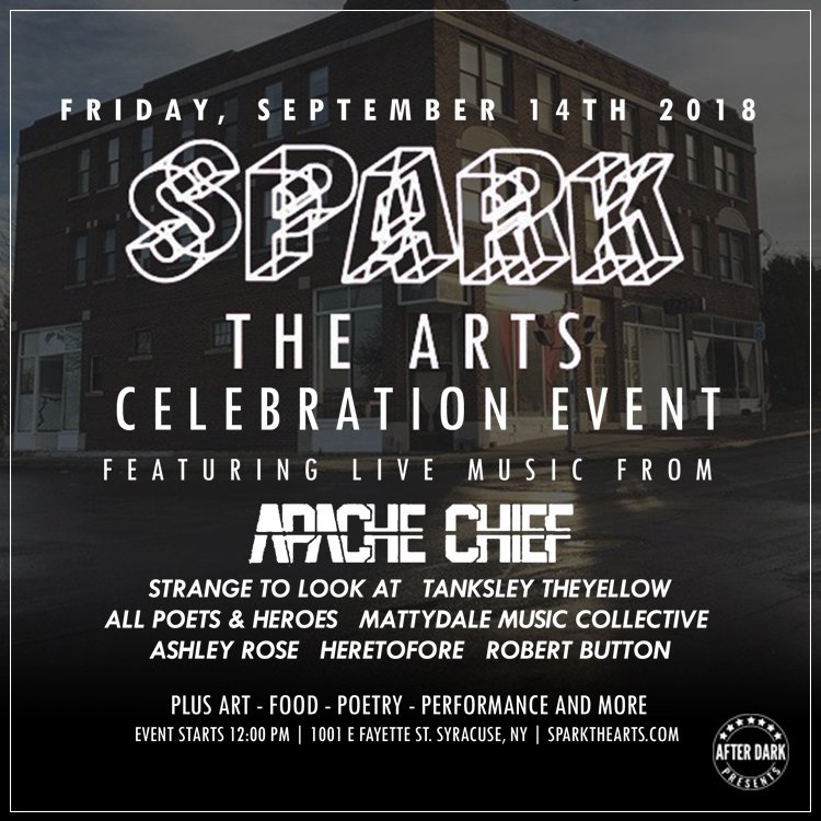 AfterDarkEvents's tweet photo. Just announced! Join us September 14th at Spark Art Space in Syracuse, NY to celebrate the reinvention and re-development of this long-standing arts and music center. Live music, food, poetry, performance and more. Save the date! https://t.co/OkasDtY5l0