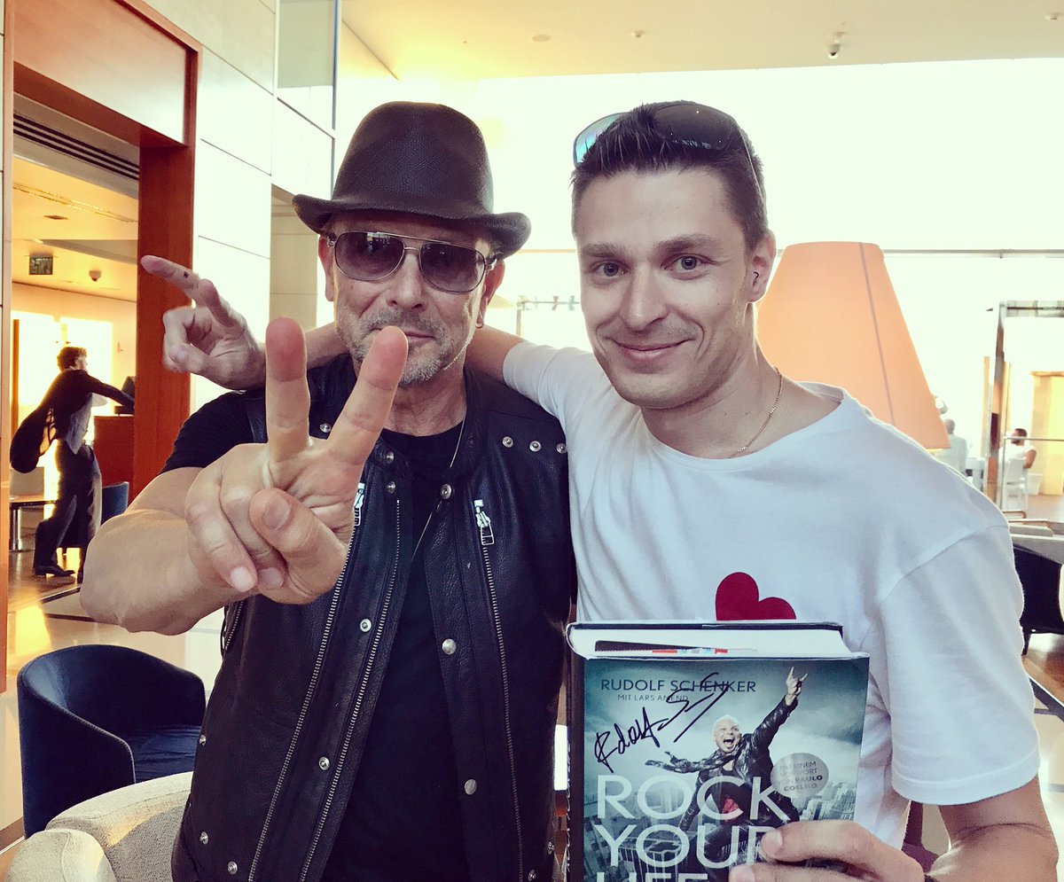 AlexLibak's tweet photo. The legendary @rudolfschenker @scorpions !!🦂🦂🦂 with Rock Your Life @larsamend @ScorpsFanClubGr https://t.co/1yRD5OsMjF