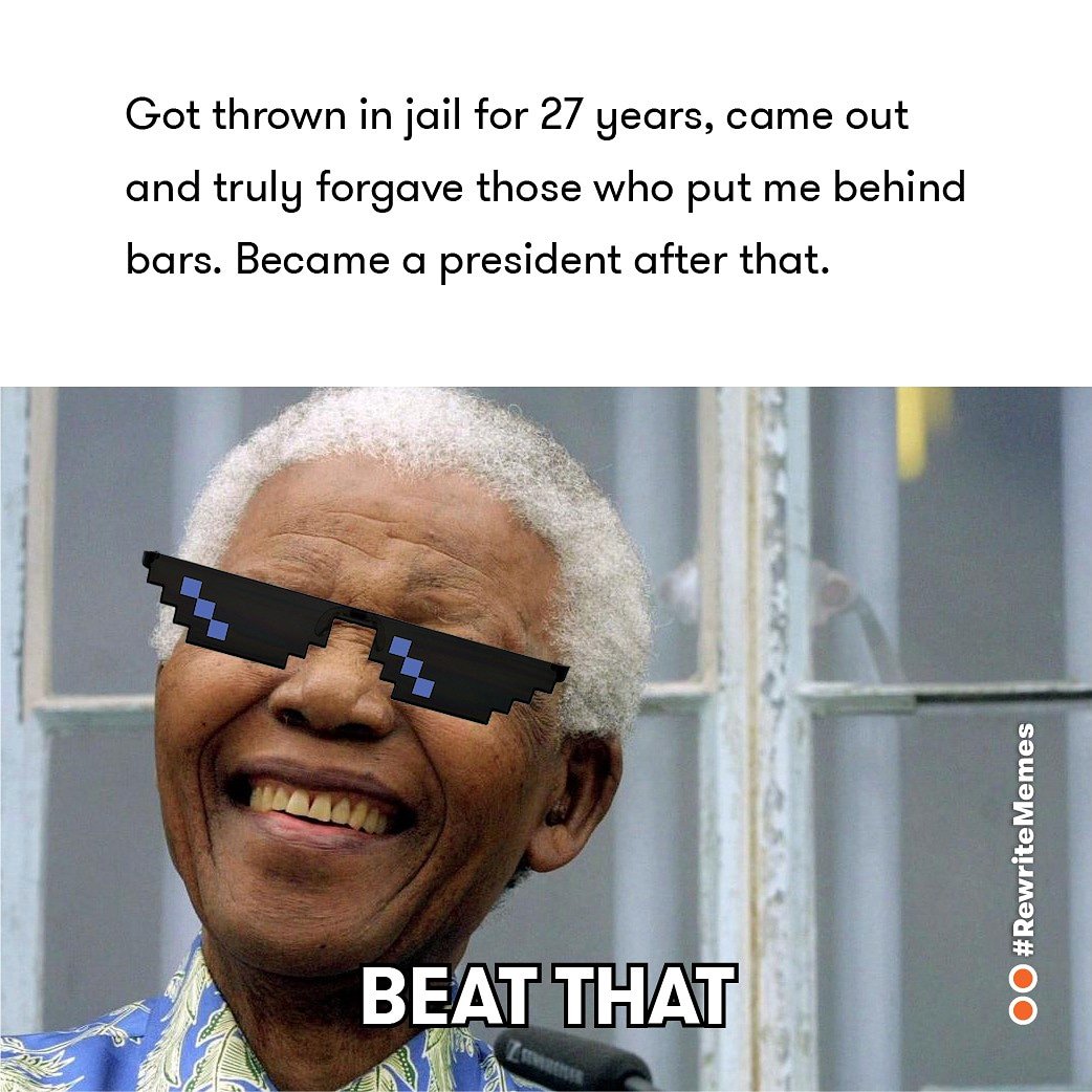 rewriteagency's tweet photo. There'd probably never be a cooler guy. 
.
.
.
#nelsonmandela #NelsonMandelaDay #rewritememes #memesdaily https://t.co/SsFRVrGzRG