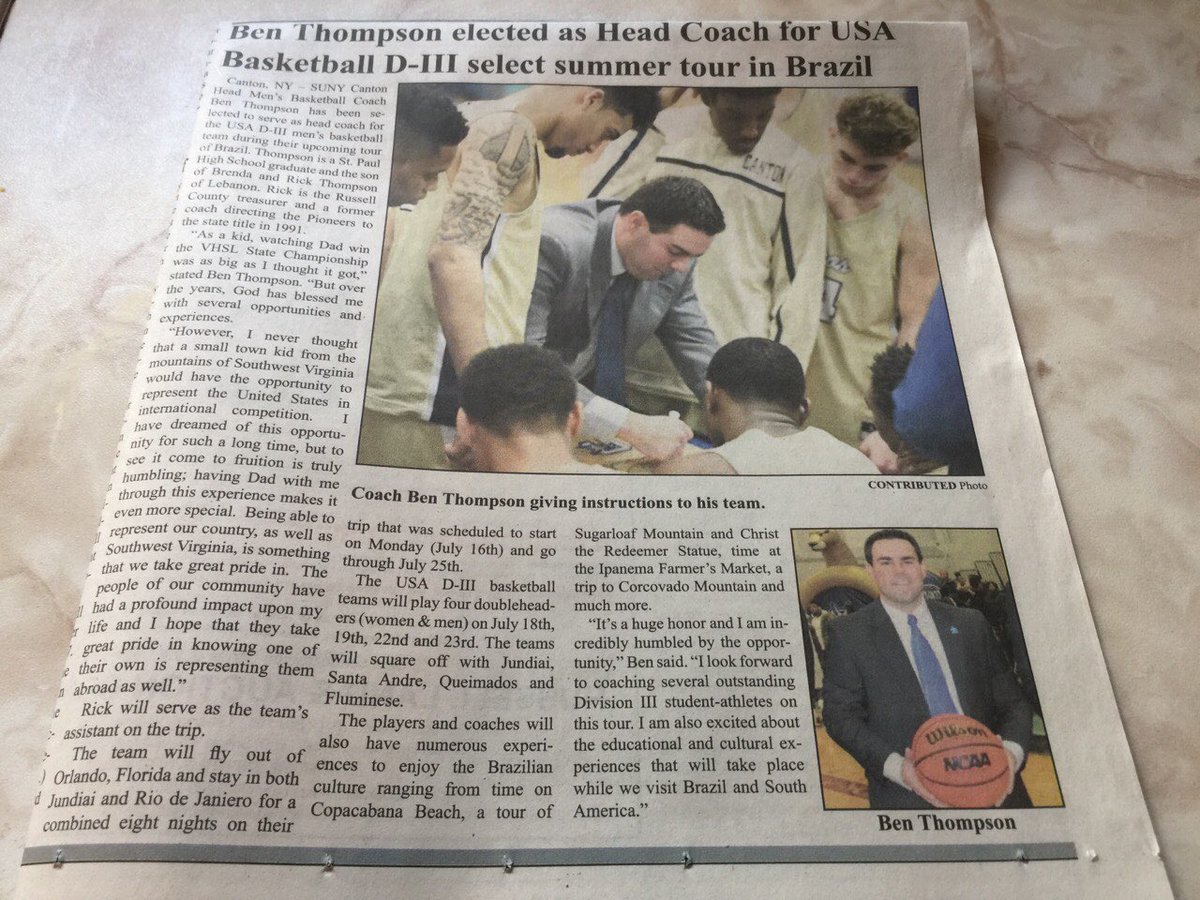CoachBPThompson's tweet image. A huge thank you to @lebnewsports for their support and coverage in today's paper of our D3 Team USA Brazilian Tour! @mySWVA #Hometown #RussellCo #WiseCo #TeamUSA