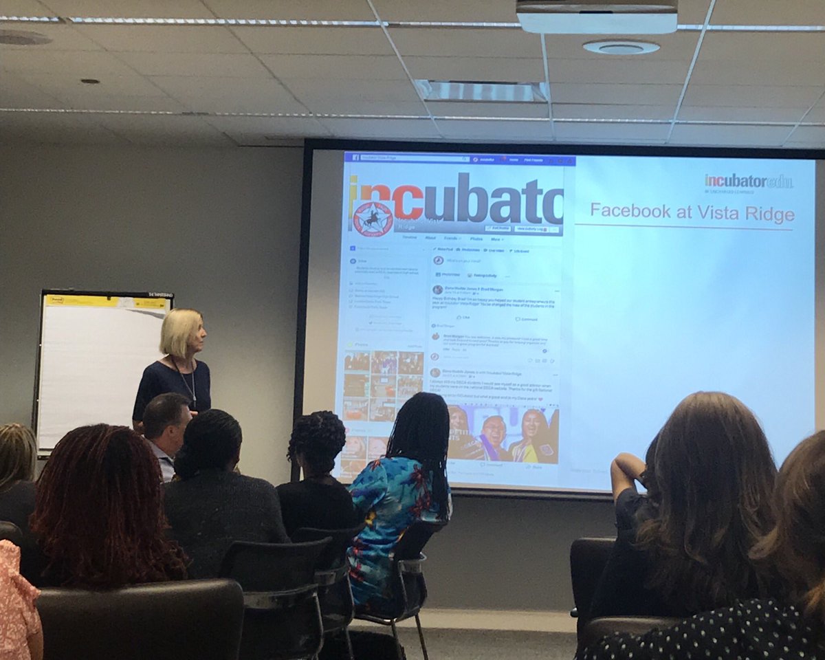 VistaRidgeTC's tweet photo. @IncubatorV teacher Dana Jones presenting a session on social media at INCubatoredu National Summit. Excited to kick off the 2nd year of INCubator at @VistaRidgeHS @LeanderISD https://t.co/m5Nb2ypTK8