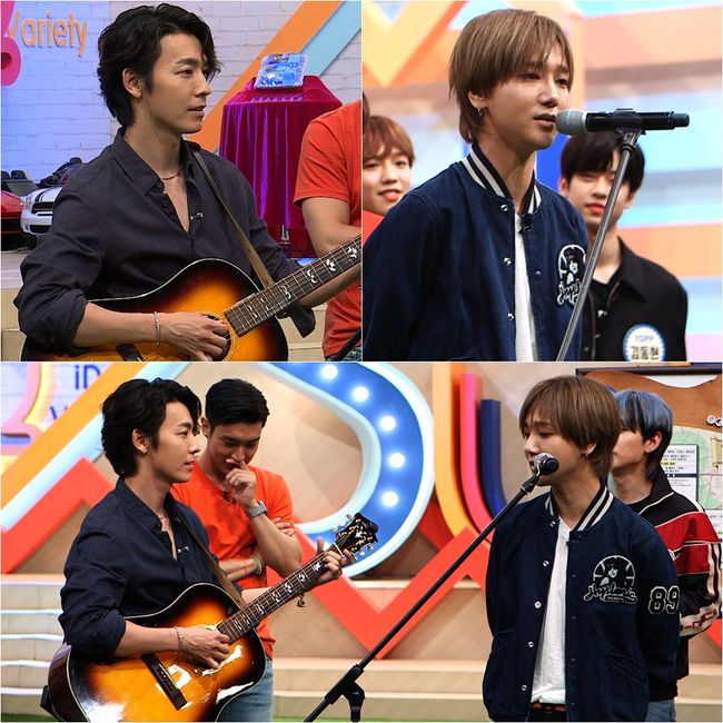 yesunsky's tweet image. Omg, ¿Yesung cantando y Donghae tocando la guitarra? Debe ser el paraíso. 😍