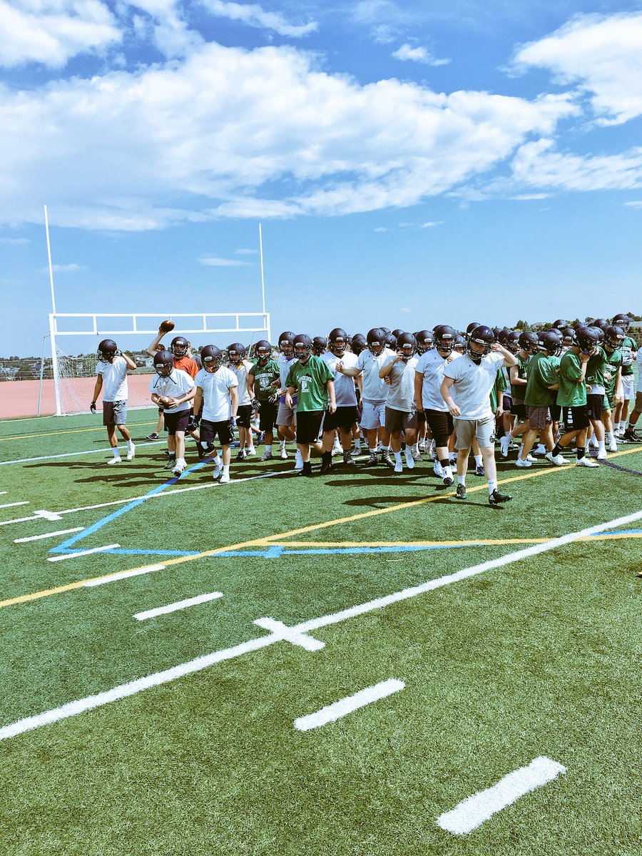 CoachNise's tweet photo. Day 1 of #TRFootball camp in the books. Off to UNC tomorrow. Thank you @TJenkinsElite and @MrsRoppolo for coming and speaking to our team. #RTB https://t.co/lsNIOuuV4n