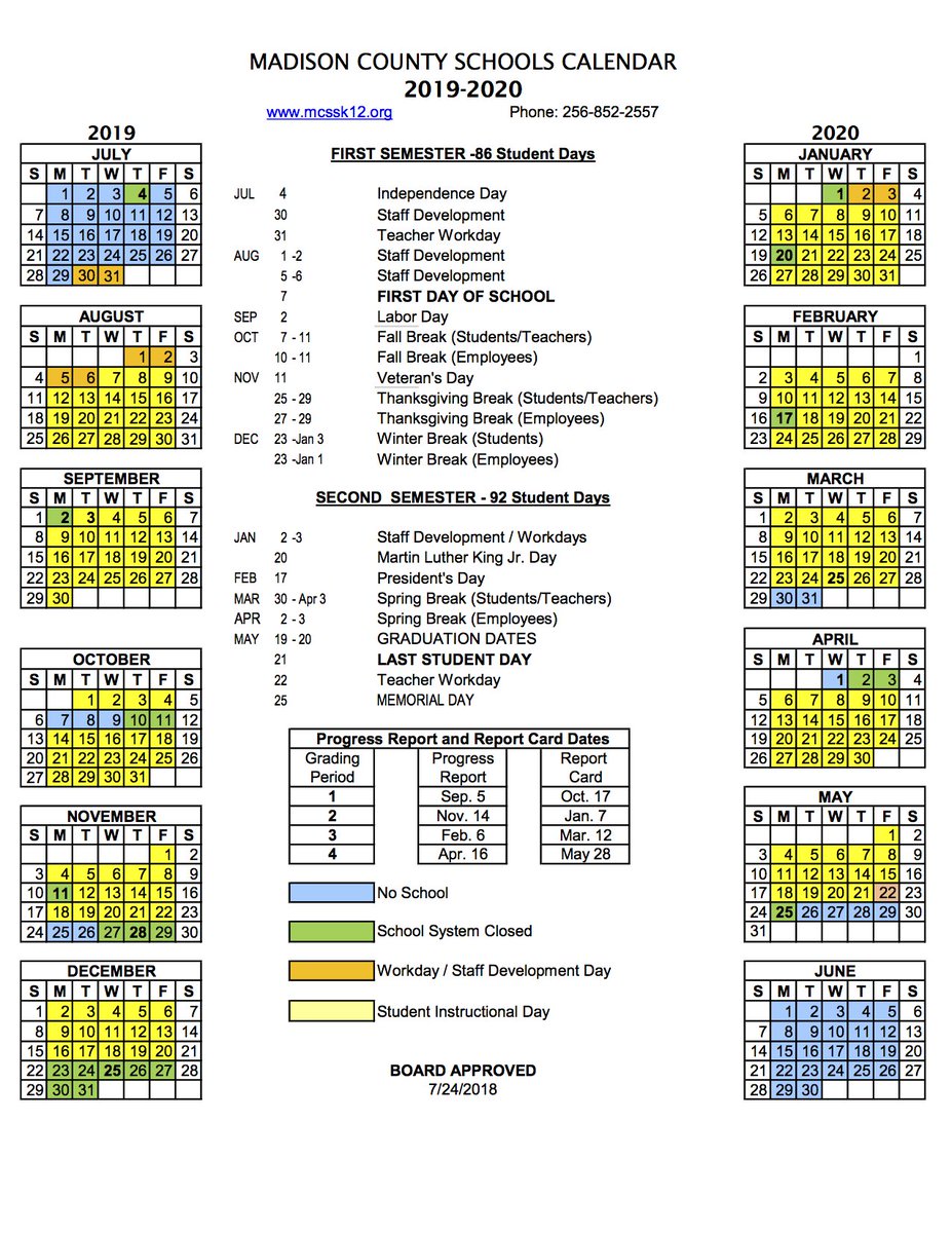 Buckhorn_High's tweet photo. The MCBOE approved the 2019-2020 school calendar at last night's board meeting.  This is NEXT YEAR's calendar. 

Printable version:  https://t.co/9EDuZvZlZ8 https://t.co/yqsiM8rxyG
