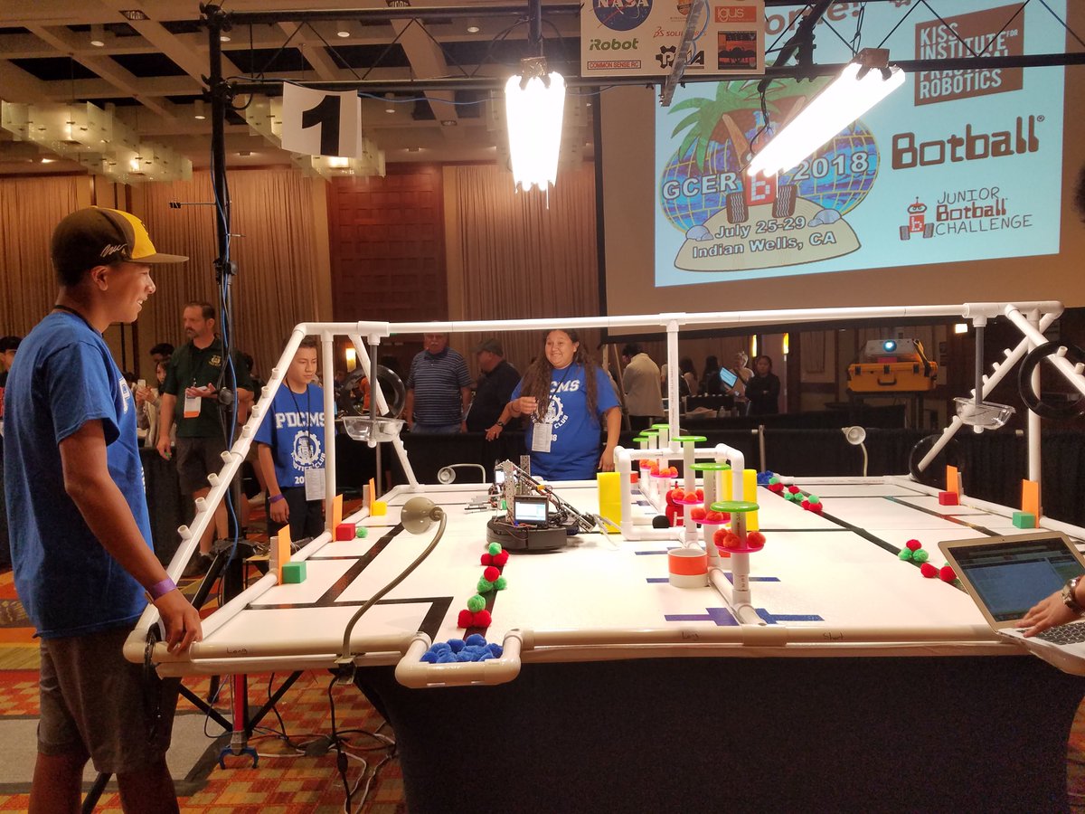 Students from around the world have invaded <a href="/HyattRegency_IW/">HyattRegIndianWells</a> with their smart robots, and #DSUSDpride is well represented at #GCER2018! All of the #botball tournament days are open/free to spectators and Sunday's finals will draw crowds of cheering supporters. Check it out!