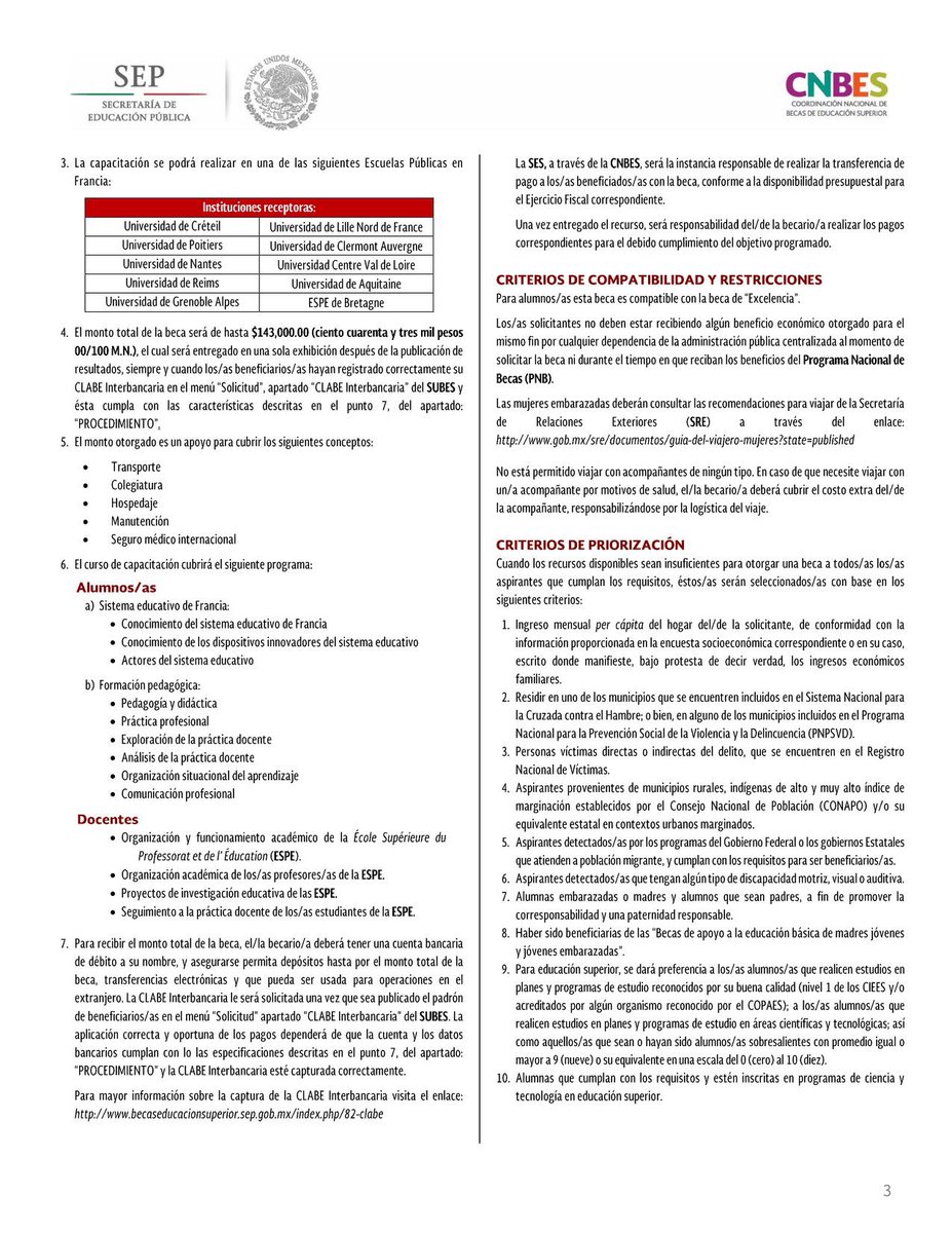 PROGRAMA DE CAPACITACIÓN ACADÉMICA PARA ESTUDIANTES Y PROFESORES DE ESCUELAS NORMALES

Compartimos la convocatoria de la beca de capacitación en Francia que consta de 90 días en el período comprendido de SEPTIEMBRE a DICIEMBRE.

#SomosENS 🦉📚
"Educando Forjarás la Patria"