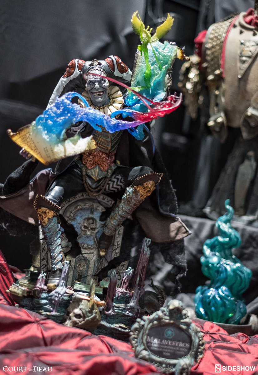 CourtoftheDead's tweet photo. #SDCC2018 #Booth1929 Tour: The Aspects of Death Mask Set, Death's Ossein Unity Mask, Malavestros Premium Format Figure, Death: Master of the Underworld Premium Format Figure, The Queen's Guard Life-Size Bust Art Study https://t.co/eZ4gU0q6r7