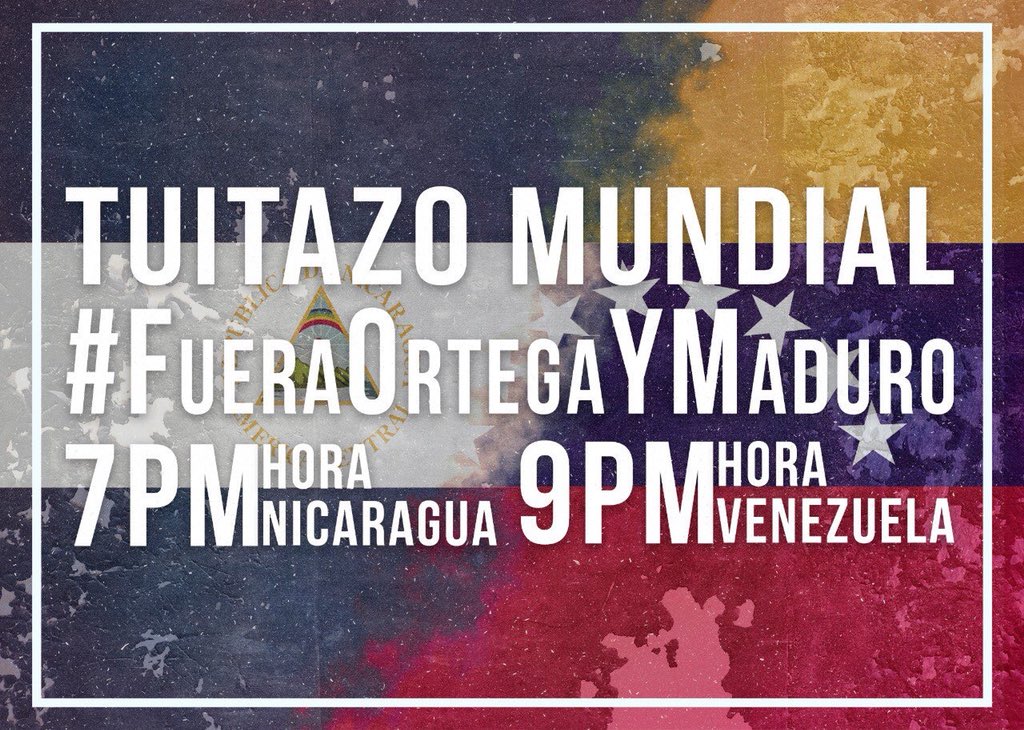 soldadoDfranela's tweet photo. Vamos a hacer el tuitazo mundial con el #hashtag #FueraOrtegaYMaduro con apoyo a nuestros hermanos Venezolanos. 
Y Nicaragüenses. https://t.co/oDs5zBfKOk