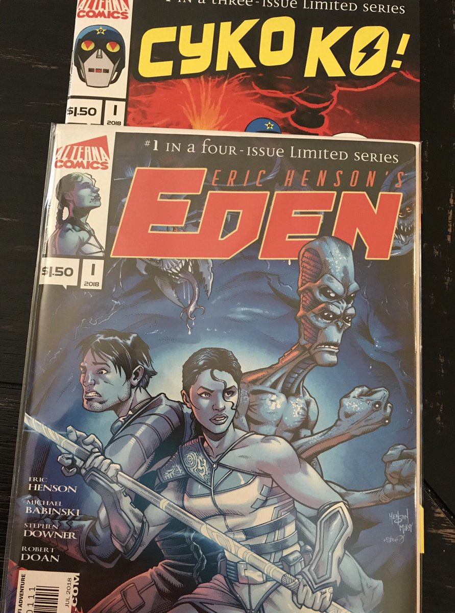 ShwaDoobwa's tweet photo. Stopped by #SurpriseComics and picked up Eden by @EricHensonArt published by @ALTERNACOMICS @petersimeti along w/ “Cyko KO”! Only $1.50 each! I’ve been trying new stuff whenever I can! Especially when it means supporting good people! Newspaper print pages! https://t.co/SJt5lOhScm