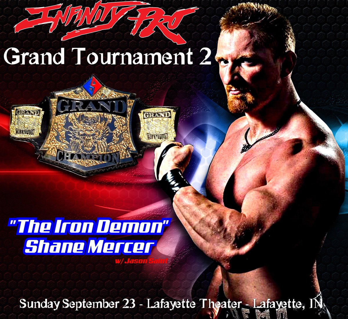 RealInfinityPro's tweet photo. The second competitor for the #GrandTournament is the new @RealJCW #worldchampion and client of @JasonFNSaint, he has a perfect record in #InfinityPro..... he is @theirondemon Shane Mercer.  #prowrestling #WWE #NXT https://t.co/hbt9SgOv7u