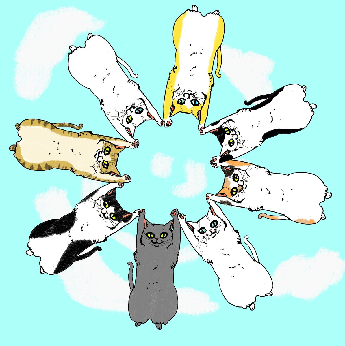 猫竹 ねこの絵と雑貨を作る人間 Twitterren スカイダイビング風円陣