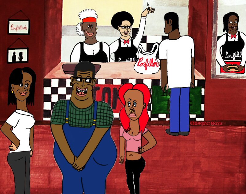 Chris_Classics's tweet photo. Antie Anty working at Porfillio's, while Xavier took Miracle out on a (1 Chance) Date❤ Based on a future episode on Call The Antie! #CallTheAntie #ComingSoon #2DAnimation #PromotionalImage https://t.co/QeJ75HbvqE