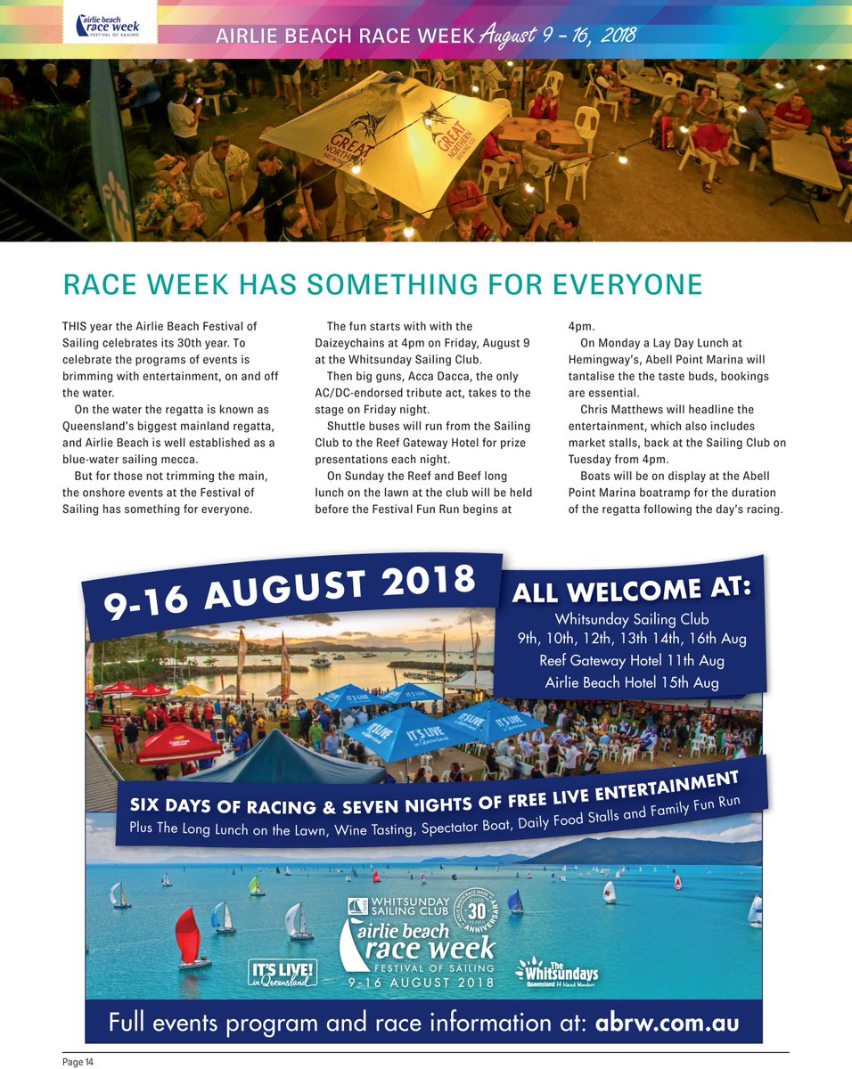Don't miss your copy of Airlie Comes Alive in August in today's <a href="/whitsundayTimes/">Whitsunday Times</a> 
There's plenty of #AirlieBeachRaceWeek news as well as information about all the other reasons to get out and about in Airlie Beach.
#lovewhitsundays #thisisqueensland #sailairlie