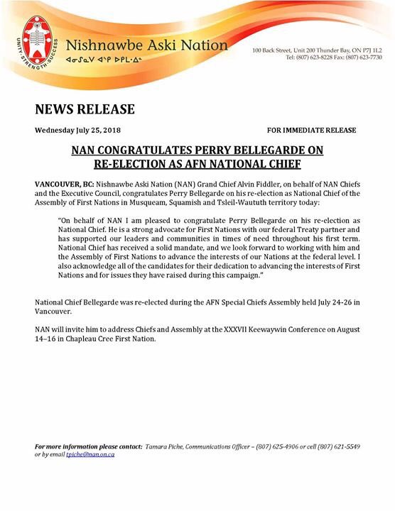 NANComms's tweet image. NAN congratulates @perrybellegarde ON re-election of National Chief #afn #AFNelection @gcfiddler @DGCAnnaBetty @dgcfox @DGCSmallboy nan.on.ca/article/july-2…