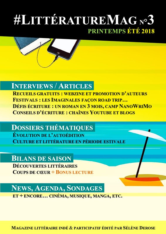 selene_derose's tweet photo. NOUVEAU ☀️
Lecteurs et lectrices passionnés, le #LittératureMag n°3 Printemps-été 2018 est disponible ! + d'articles, de partages et de découvertes !

Lecture en ligne et téléchargement GRATUIT
https://t.co/N97NIchnV2

#magazine #participatif #littéraire #culturel #autoédition https://t.co/i9qYuXlxcp