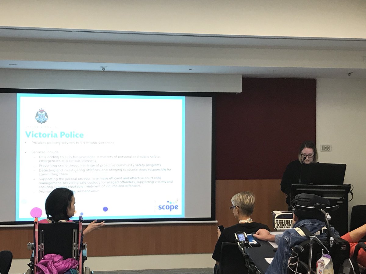Listening to important communication access work - partnership between Scope and Victoria Police “to improve services to ALL people in the community”