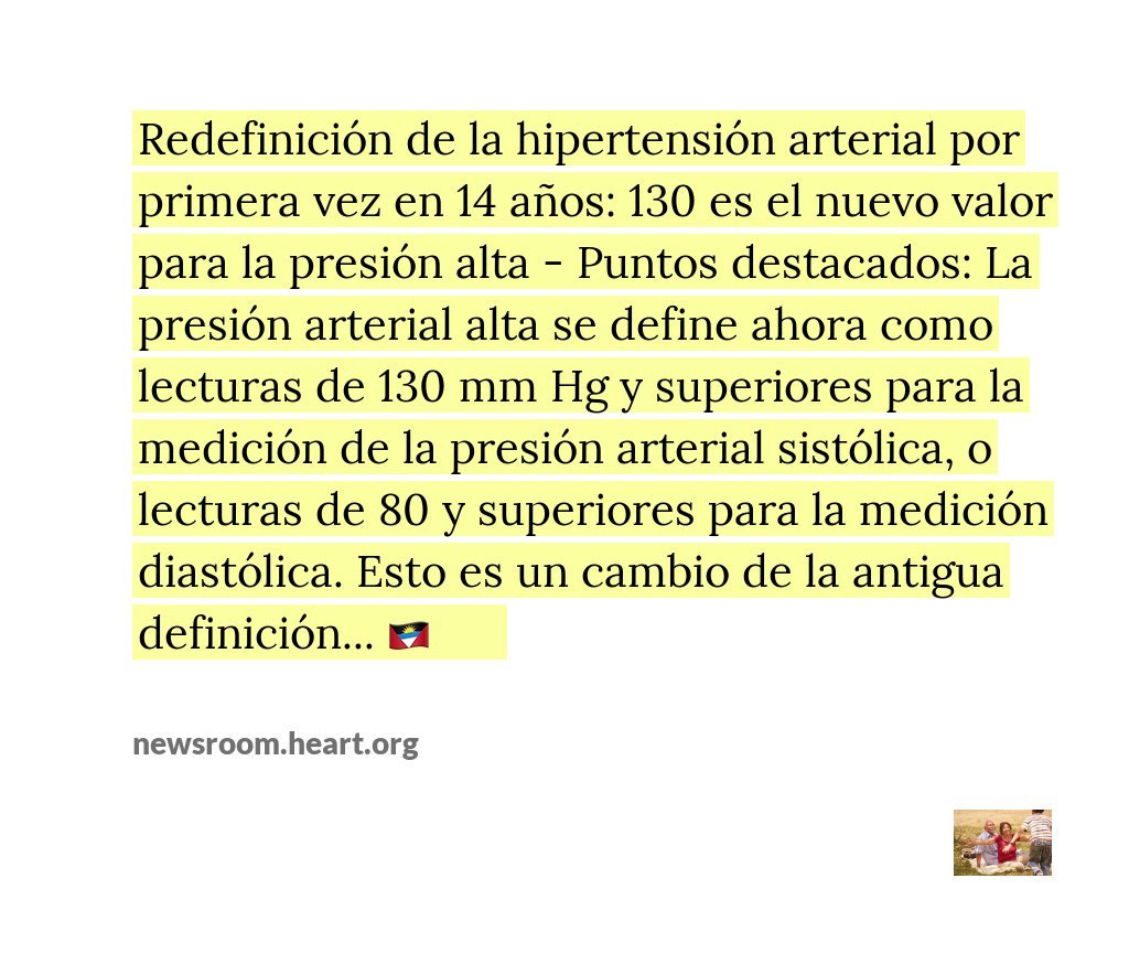 cabrerarayo's tweet photo. Redefinición #DeLa hipertensión arterial por primera vez en #14Años: 130 es el nuevo valor para la presión alta | American Heart Association 🗽 💘 https://t.co/UFC9zYGt58 @seggeriatria @conameger https://t.co/z1Gbe58GFg