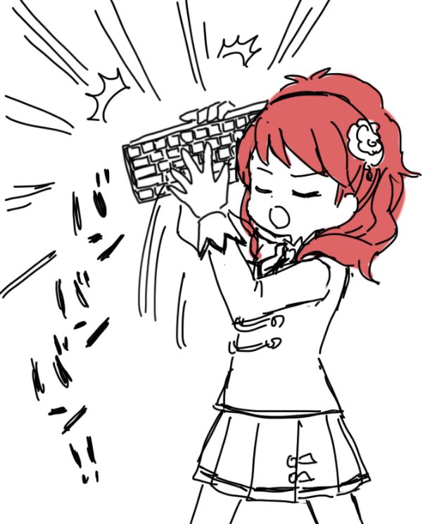 キーボードを情熱的にタイプする紅林珠璃 