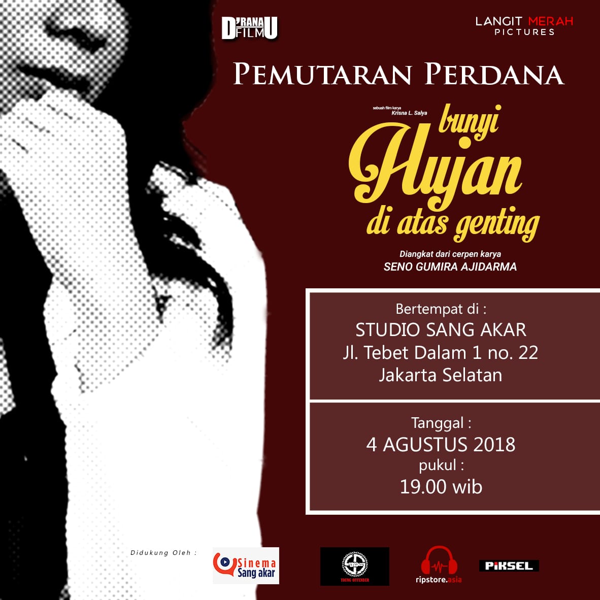 Hadirilah! Premier Film ‘Bunyi Hujan di atas Genting’ Sabtu Pekan Depan di Studio Sang Akar, Tebet ow.ly/Kc0Z30l6Xmk