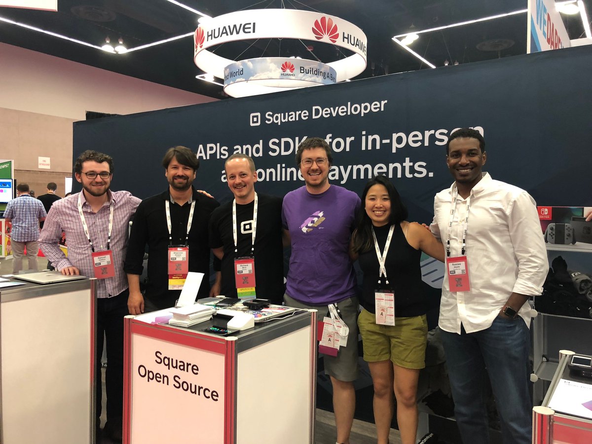 SquareDev's tweet image. Meet half of the #Oscon2018 Square team. Legal, open source, apis, etc. We got you covered!
